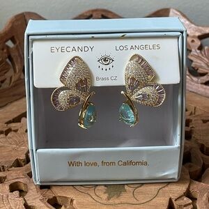 Eye Candy Los Angeles Butterfly Rhinestone Earrings